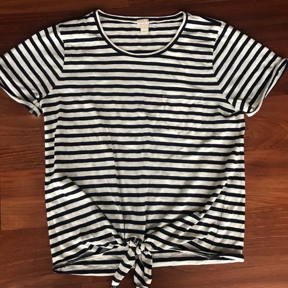 J. Crew Tops - Jcrew Navy Striped Top with tie